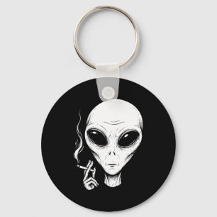 Smoking alien funny cool aesthetic ufo meme humour keychain