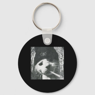 Smoking Cat Beanie Meme Grunge Aesthetic Funny T-s Keychain