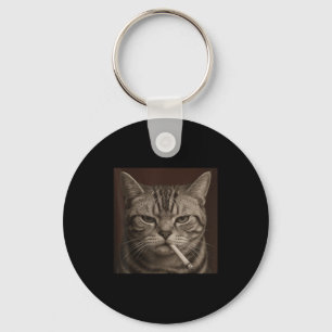 Smoking Cat, Cigarette Kitty Gen Z Meme, Cat Lover Keychain