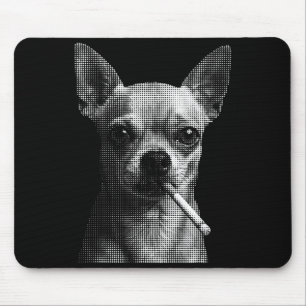 Smoking cigarette funny chihuahua dog lover meme mouse pad