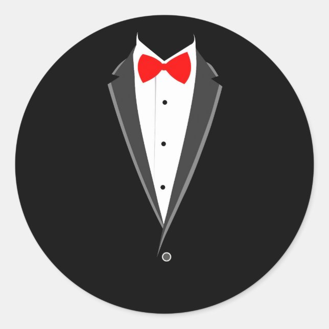smoking costume tuxedo black elegant suit classic round sticker (Front)