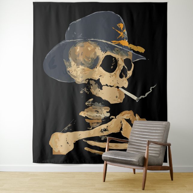 Smoking Cowboy Skeleton Tapestry (In Situ)