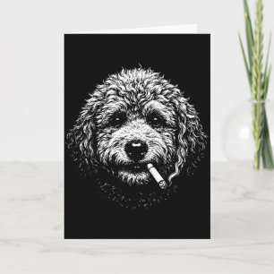 Smoking Dog Cigarette Funny Stupid Goldendoodle Hu Card