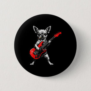 Smoking dog funny chihuahua meme playing guitar 2 inch round button