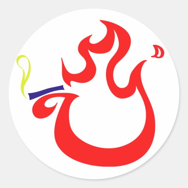 Smoking Fire Classic Round Sticker (Front)