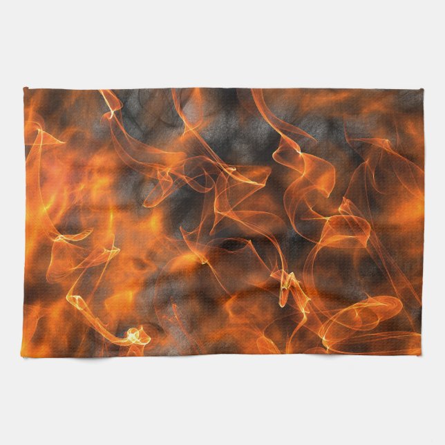 Smoking Flames of Fire Kitchen Towel (Horizontal)