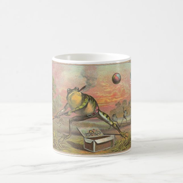 Smoking Frog Playing Baseball Coffee Mug (Center)