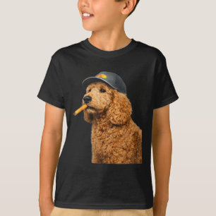 Smoking Golden Doodle Dog with Hat Funny Dog Meme T-Shirt