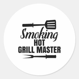 Smoking Hot Grill Master Bbq King Queen Of The Gri Classic Round Sticker