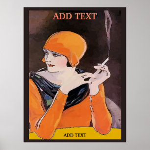 Smoking Lady, add text, Print