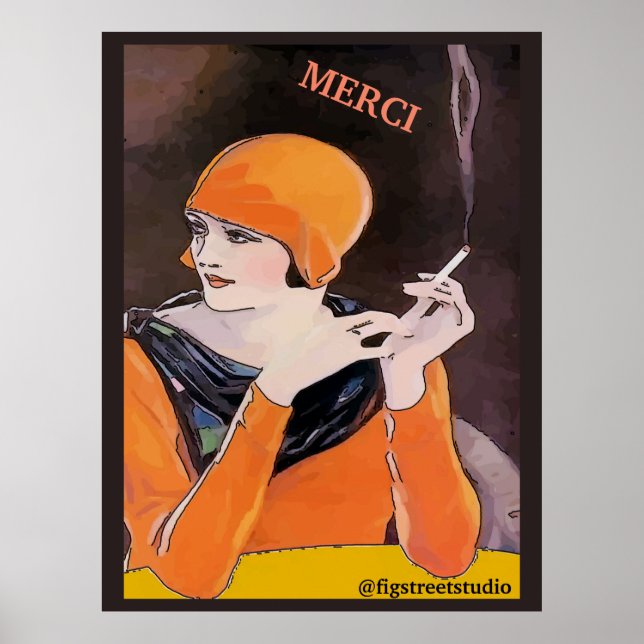 Smoking Lady, add text, Print (Front)