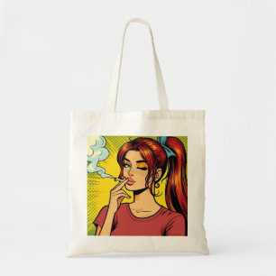 Smoking lovers Pop art Girl Stoner Cigarette Tote Bag