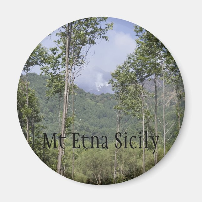 Smoking Mt Etna Through the Trees Magnet (Front)