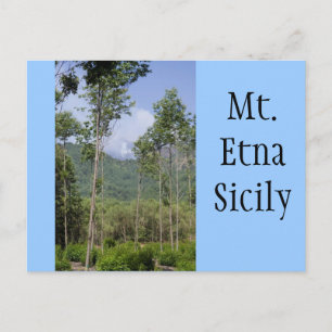Smoking Mt Etna Through the Trees Postcard