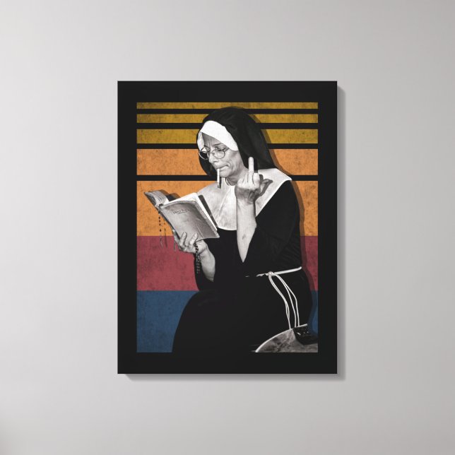 Smoking Nuns Retro Style Canvas Print (Front)