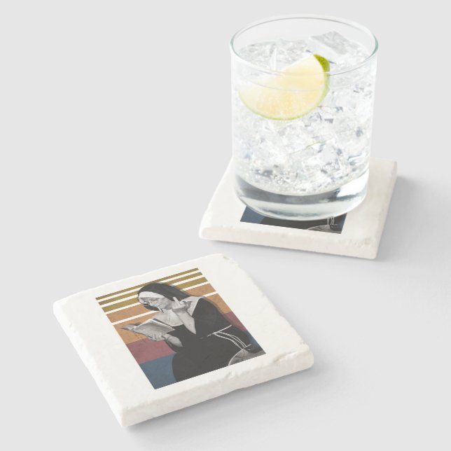 Smoking Nuns Retro Style Stone Coaster (Side)