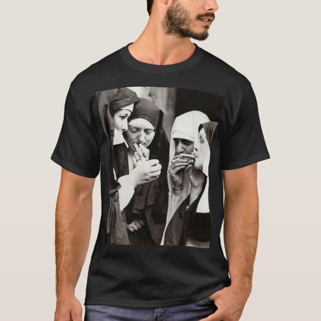 Smoking Nuns Vintage Photography  Stone Coaster T-Shirt (Front)