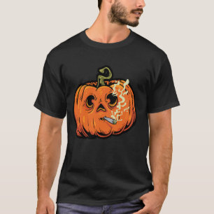Smoking Pumpkin Face Funny Halloween Stoner Jack o T-Shirt
