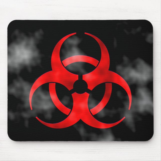 Smoking Red Biohazard Symbol Mousepad (Front)