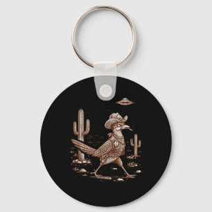 Smoking Roadrunner UFO Desert Sarcastic Funny Meme Keychain