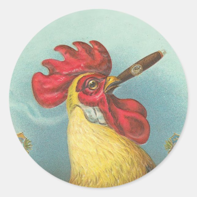 Smoking Rooster Classic Round Sticker (Front)