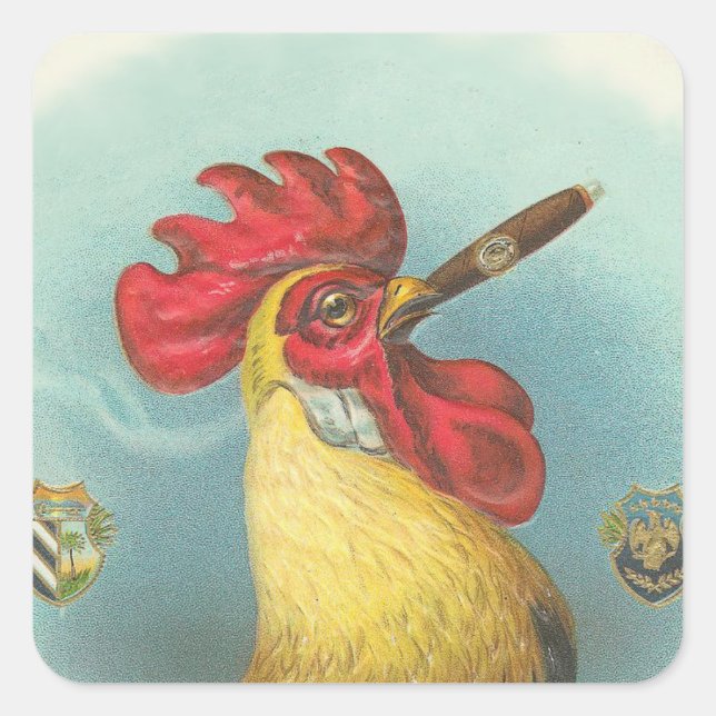 Smoking Rooster Square Sticker (Front)