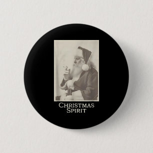 Smoking Santa, Funny Christmas Srit  2 Inch Round Button