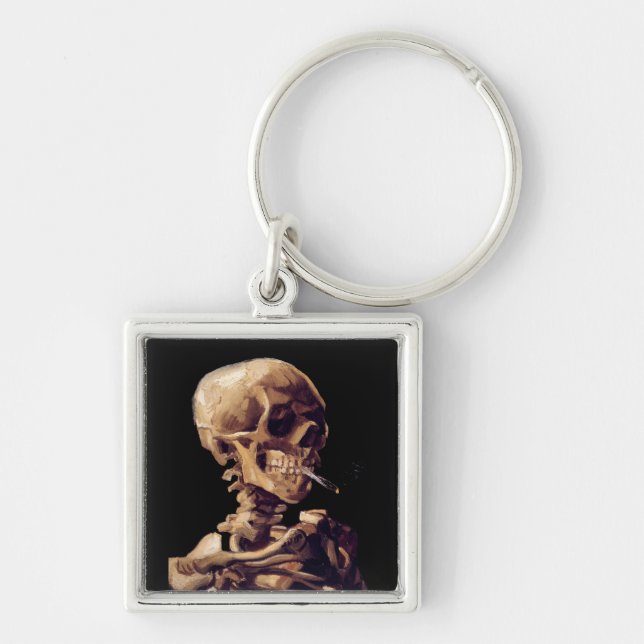 Smoking skeleton by Van Gogh Keychain (Front)