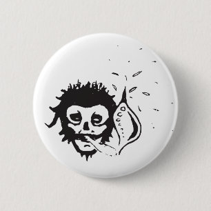 smoking skull 2 inch round button