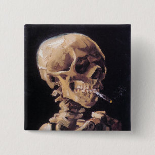 Smoking Skull Button