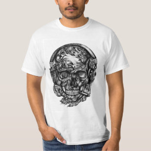 Smoking skull with headphones tee shirt.