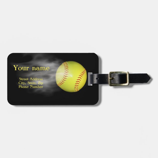 Smoking Softball Luggage Tag (Front Horizontal)