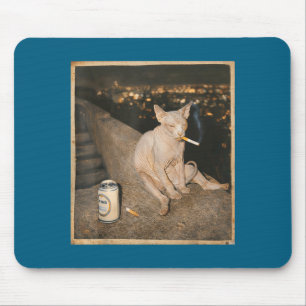 Smoking sphynx cat meme funny cat smoking cigarett mouse pad