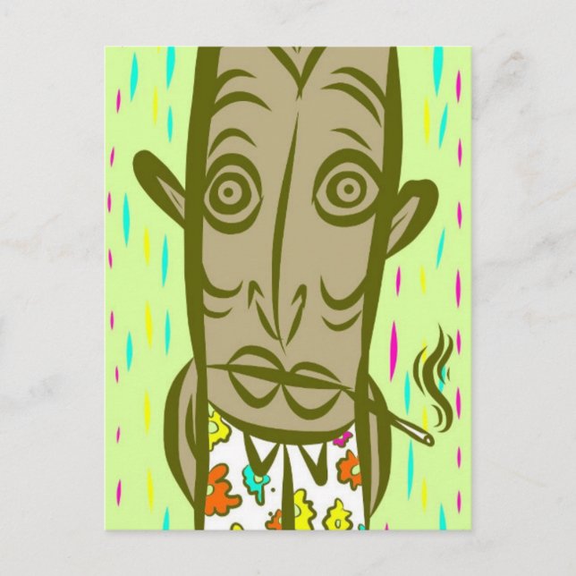 Smoking Tiki Postcard (Front)