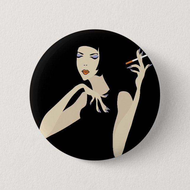 Smoking Woman 2 Inch Round Button (Front)