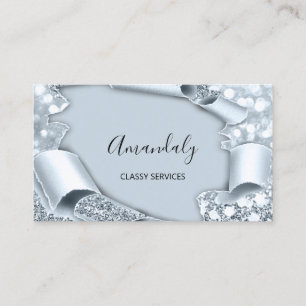 Smoky Blue 3D Makeup Event Planner Glitter Business Card