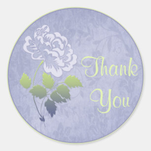 Smoky Blue and Green Floral 1.5" Thank You Sticker