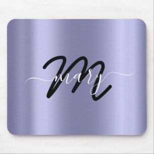 Smoky Blue  Minimal Name Monogram Gray Mouse Pad