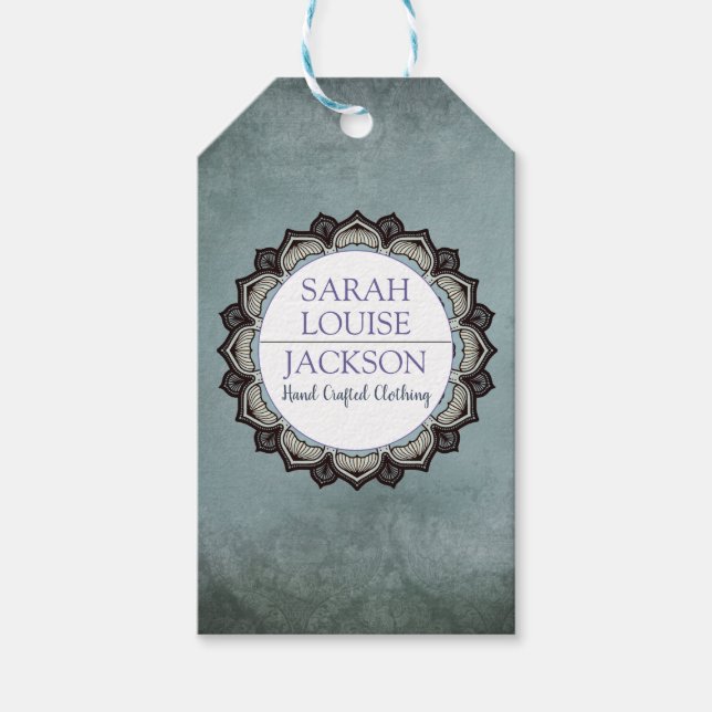 Smoky Blue Monogram Handmade Clothing Tag (Front)