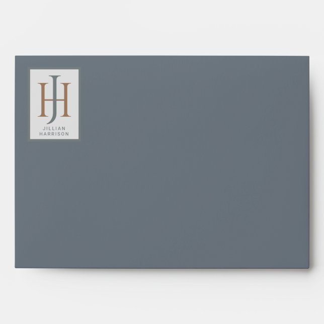 Smoky Blue Monogrammed Envelope (Front)