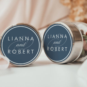 Smoky Blue Personalized Wedding Classic Round Sticker