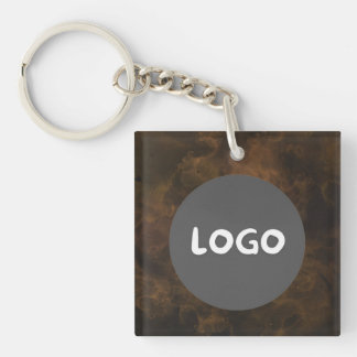 Smoky Brown Double-Sided Business Logo & QR Code Keychain