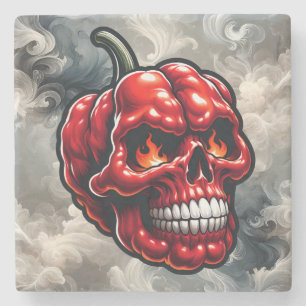 Smoky Chili Head Spicy Pepper Stone Coaster