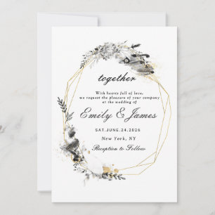 Smoky Frame gold chic wedding Invitation