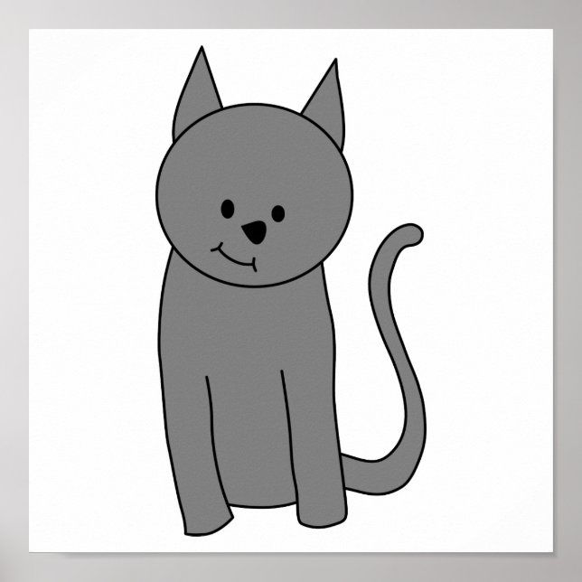 Smoky gray cat cartoon. poster (Front)