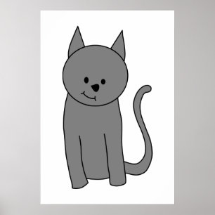 Smoky gray cat cartoon poster