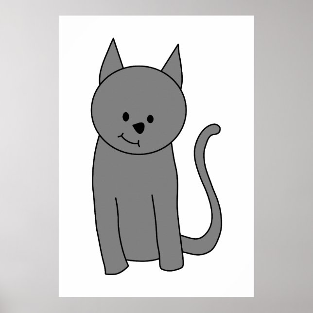 Smoky gray cat cartoon poster (Front)