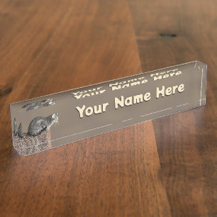 Smoky Grey Tabby Cat Nameplate