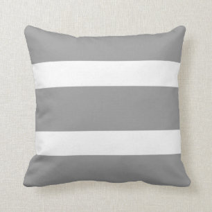 Smoky Grey & White Bold Striped Throw Pillow