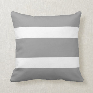 Smoky Grey & White Bold Striped Throw Pillow